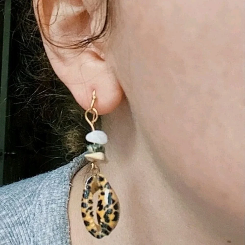 Boho Cowrie Shell Beaded Dangle Earrings Boho Beach Coastal tropical vacation